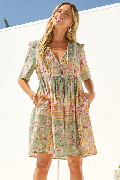 Chia Mini Dress - Babydoll Dress in Ottilie Print
