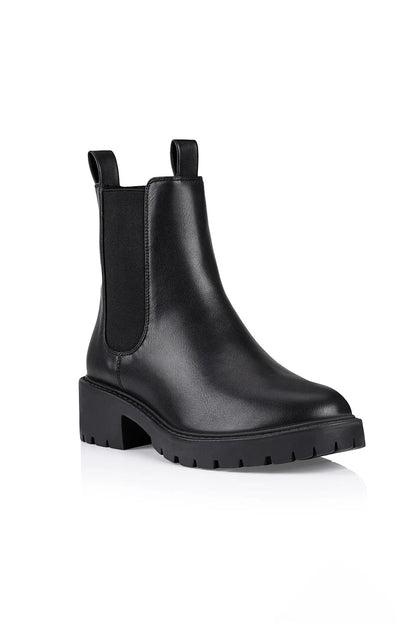 Jace Chelsea Combat Boots - Black Smooth