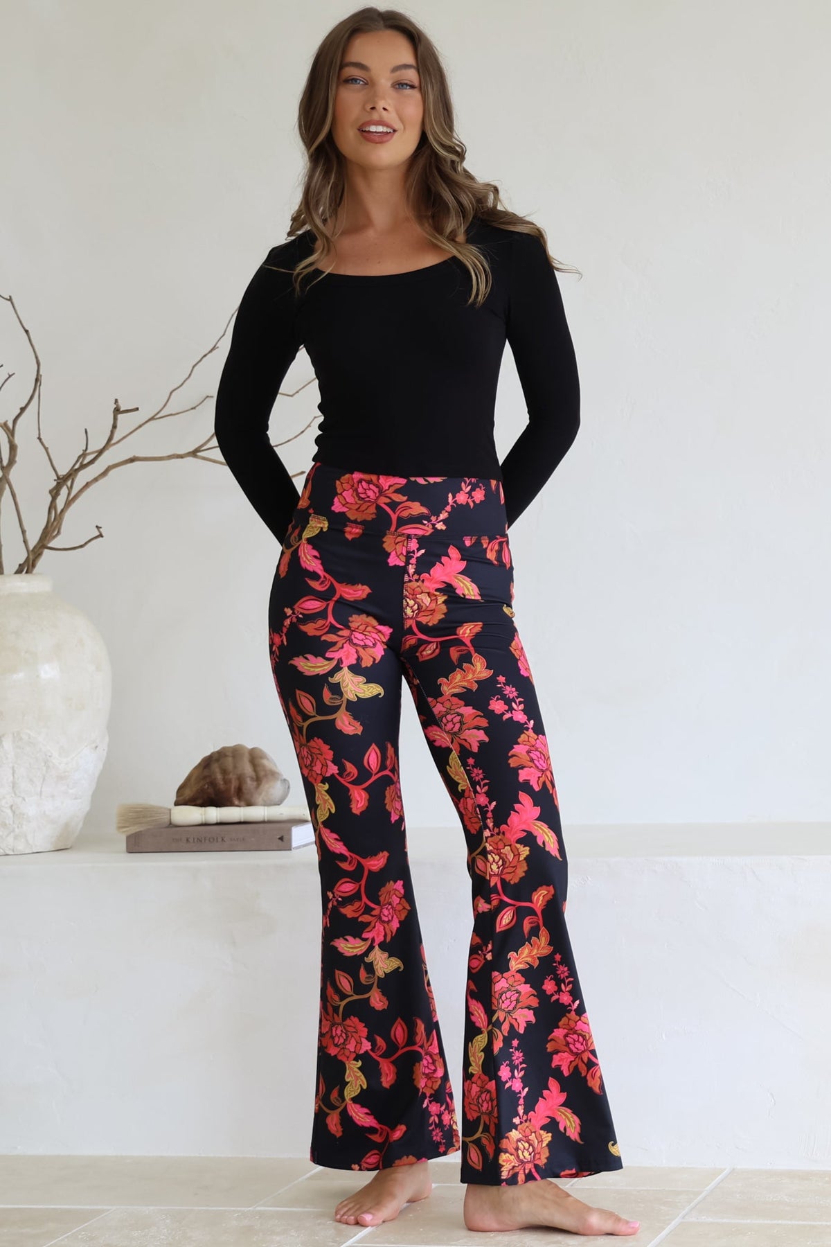Scarlett Pants - High Waisted Flare Pants In Valerie Print