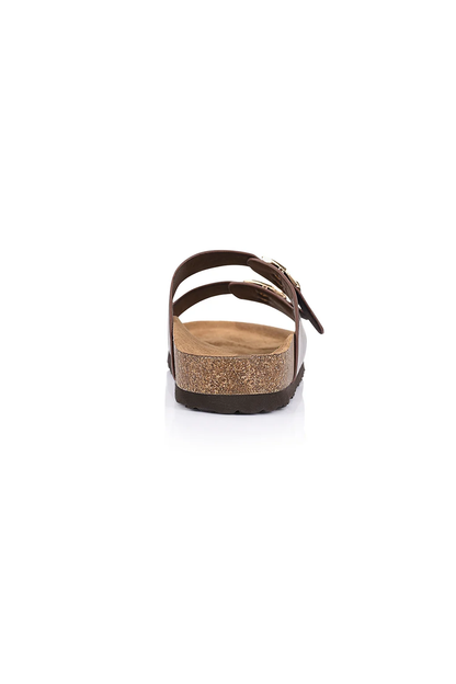 Xylo Footbed Slides in Chocolate Brown