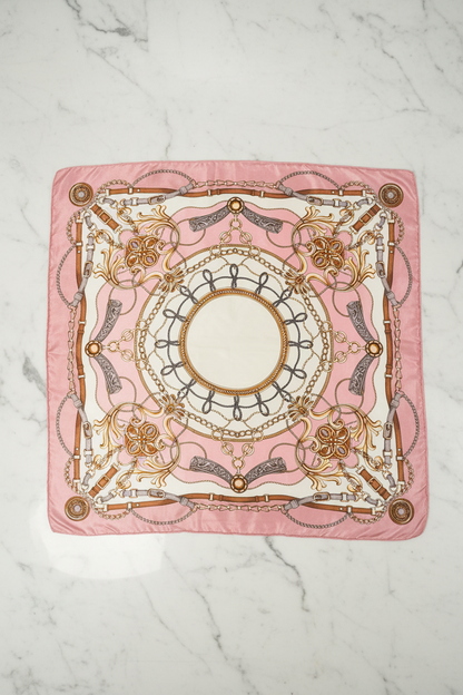 Pink Chain Scarf - White Marble Portrait